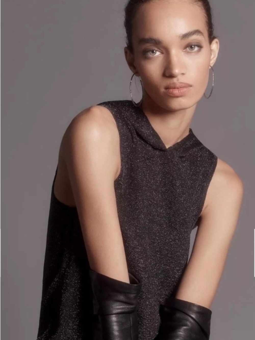 NWT Anthropologie Pilcro metallic sleeveless hooded top. XS